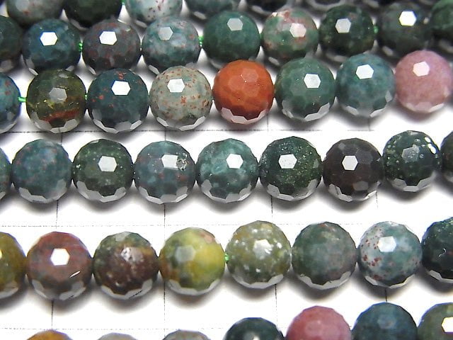 [Video] Bloodstone 128Faceted Round 6mm 1strand beads (aprx.14inch / 35cm)