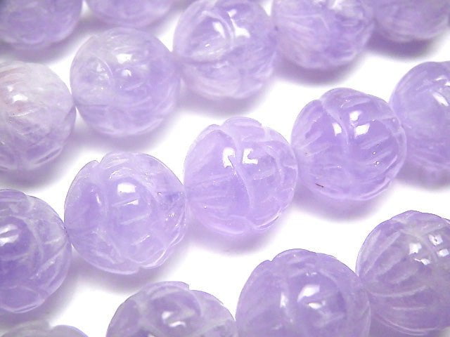 [Video] Lavender Amethyst AA ++ Lotus Carving 14 mm half or 1 strand beads (aprx.15 inch / 38 cm)