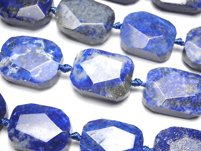 [Video] Lapislazuli AA Flat Faceted Nugget  half or 1strand beads (aprx.14inch/34cm)