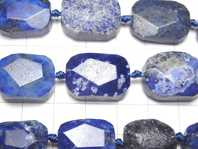 [Video] Lapislazuli AA Flat Faceted Nugget  half or 1strand beads (aprx.14inch/34cm)