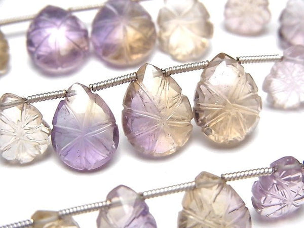 [Video] High Quality Amethyst xCitrine AAA Carved Pear shape 1strand (19pcs)