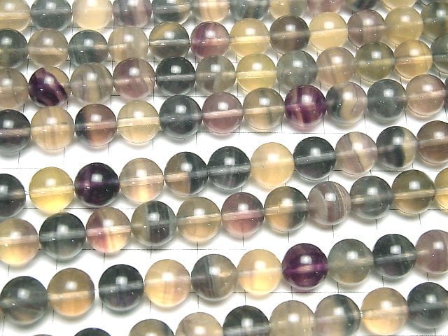[Video] Multi Color Fluorite Yellow Round 10 mm half or 1 strand beads (aprx.15 inch / 38 cm)