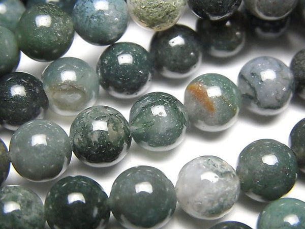 Moss Agate  Round 8mm 1strand beads (aprx.15inch/38cm)