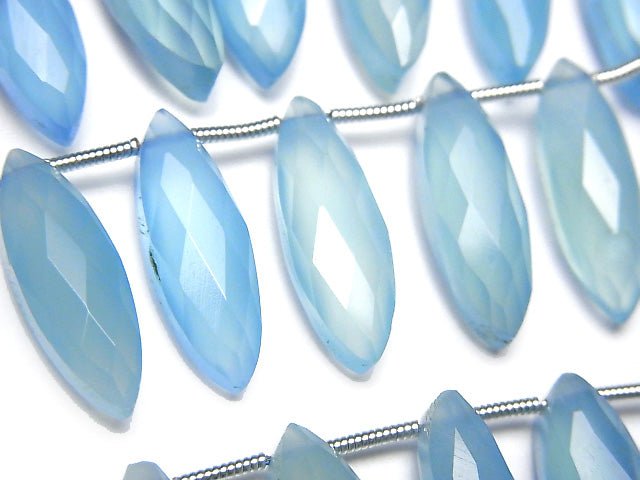 [Video] Blue Chalcedony AAA Faceted Marquise 20x6mm 1strand (12pcs)