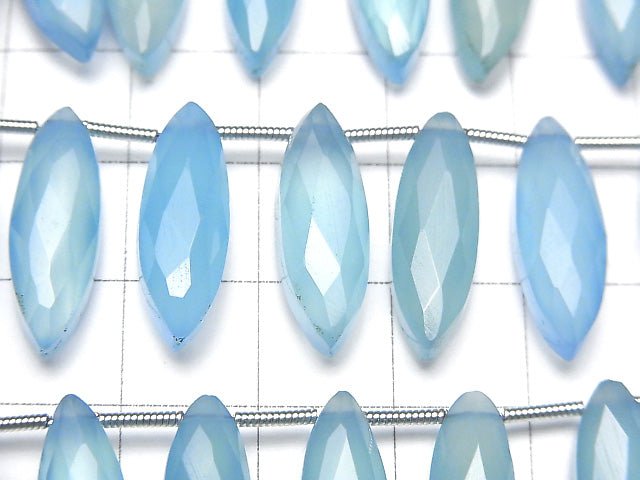 [Video] Blue Chalcedony AAA Faceted Marquise 20x6mm 1strand (12pcs)