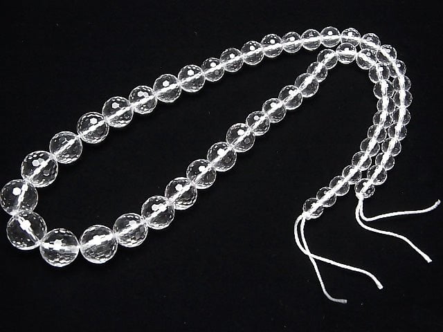 [Video] Crystal Quartz AAA 128 Faceted Round 6 - 12 mm size gradation 1 strand beads (aprx.15 inch / 38 cm)