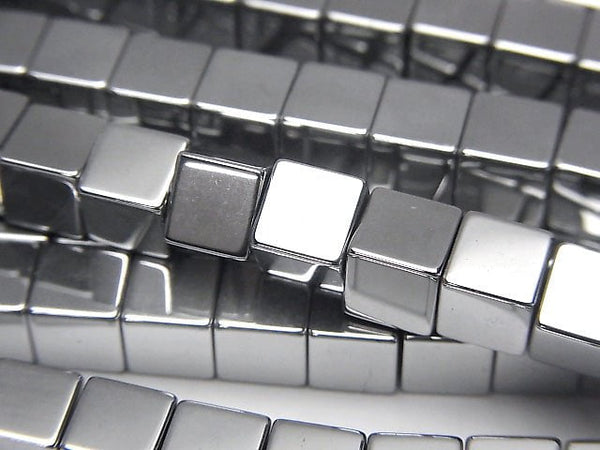 [Video] Hematite Cube 6 x 6 mm x 6 mm Silver coating 1 strand beads (aprx.15 inch / 37 cm)