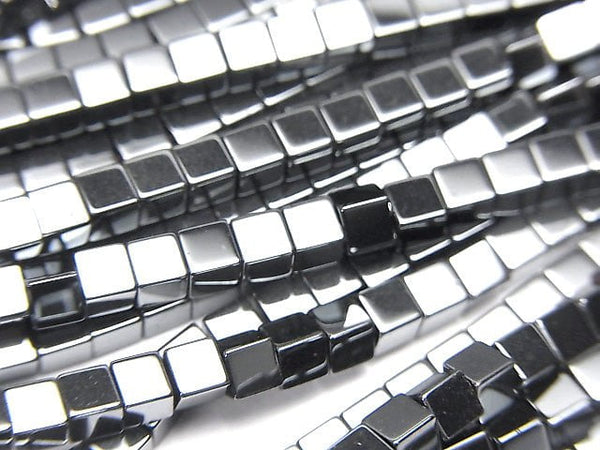 [Video] Hematite  Cube 3x3mm x3mm  1strand beads (aprx.15inch/38cm)