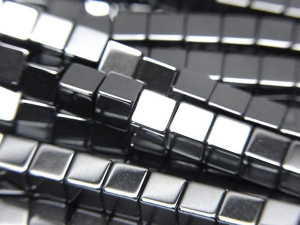 [Video] Hematite  Cube 4x4x4mm 1strand beads (aprx.15inch/38cm)