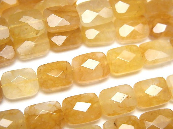 [Video] Yellow Quartz Faceted Rectangle 12 x 8 x 5 mm half or 1 strand beads (aprx. 15 inch / 37 cm)