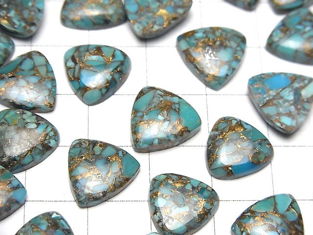 [Video] Blue Copper Turquoise AAA Triangle Cabochon 12x12mm 4pcs