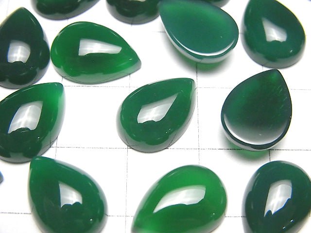 Green Onyx AAA Pear shape Cabochon 14x10mm 2pcs