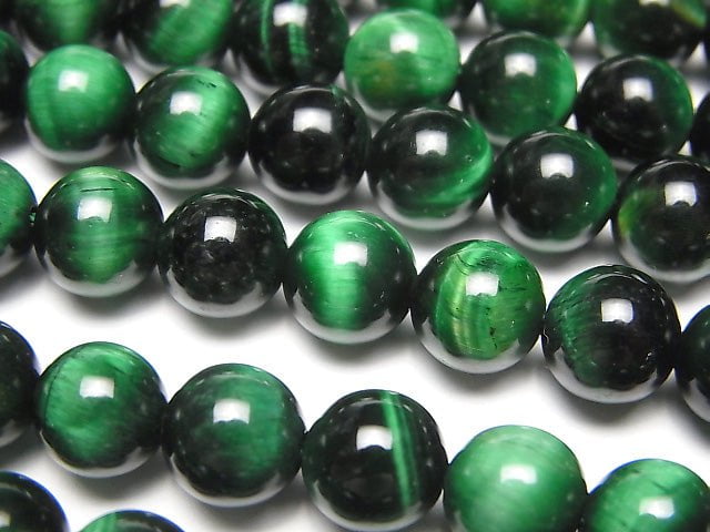 [Video] Green color Tiger's Eye AA ++ Round 8mm 1strand beads (aprx.15inch / 37cm)