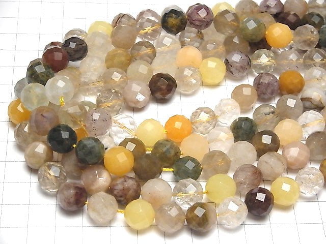 [Video] Multicolor Rutilated Quartz AA 64Faceted Round 12mm half or 1strand beads (aprx.15inch / 36cm)