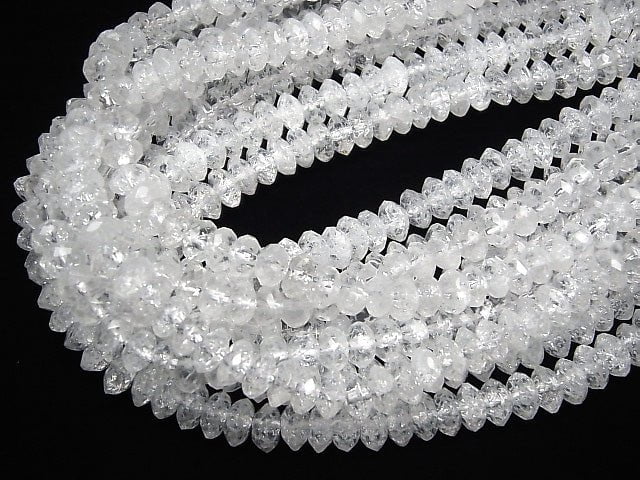 [Video] Cracked Crystal  Faceted Button Roundel 8x8x4mm half or 1strand beads (aprx.15inch/37cm)