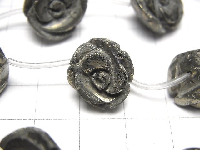 Golden Pyrite Rose 17mm 3pcs or 1strand beads (aprx.15inch / 38cm)
