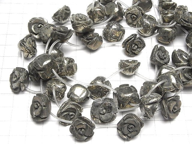 Golden Pyrite Rose 17mm 3pcs or 1strand beads (aprx.15inch / 38cm)