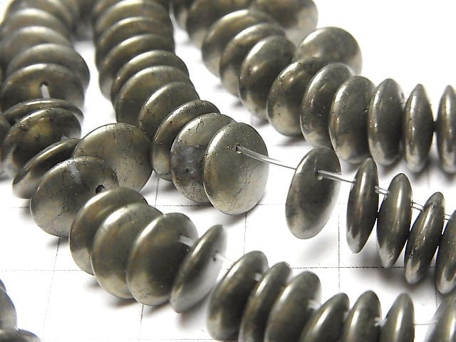 1strand $13.99! Golden Pyrite AAA Coin [10mm] [15mm] 1strand beads (aprx.2inch / 6cm)