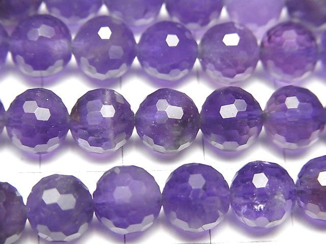 [Video] High Quality! Amethyst AA+ 128Faceted Round 8mm half or 1strand beads (aprx.15inch / 36cm)