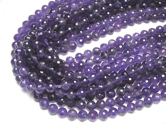 [Video] High Quality! Amethyst AA+ 128Faceted Round 8mm half or 1strand beads (aprx.15inch / 36cm)