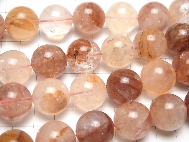 [Video] Red Hematite Quartz Round 18 mm 1/4 or 1strand beads (aprx. 14 inch / 34 cm)