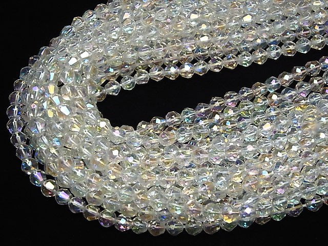 [Video] Aqua Crystal  Faceted Drop 6x6x6mm half or 1strand beads (aprx.15inch/38cm)