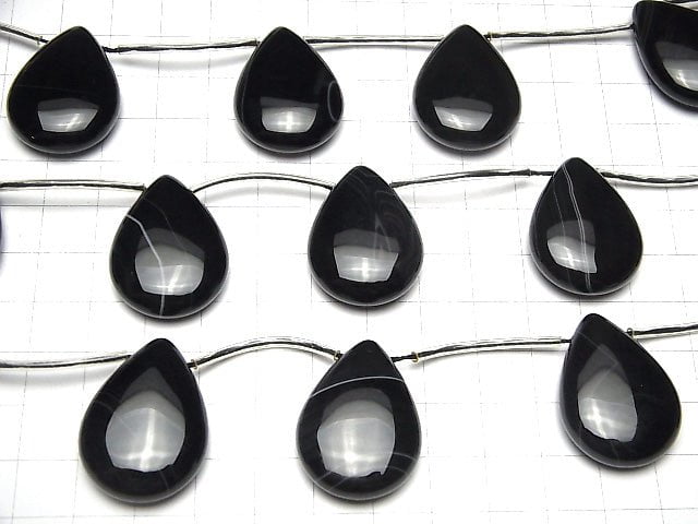 Onyx Pear shape (Smooth) 30x22x9mm half or 1strand beads (aprx.14inch / 35cm)