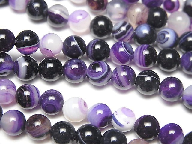 [Video] Purple Stripe Agate Round 6mm 1strand beads (aprx.15inch / 36cm)