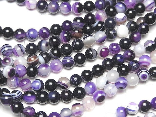 [Video] Purple Stripe Agate Round 6mm 1strand beads (aprx.15inch / 36cm)