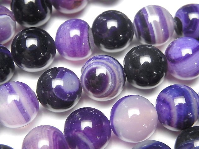 [Video] Purple Stripe Agate Round 12mm 1strand beads (aprx.15inch / 36cm)