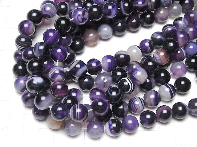 [Video] Purple Stripe Agate Round 12mm 1strand beads (aprx.15inch / 36cm)