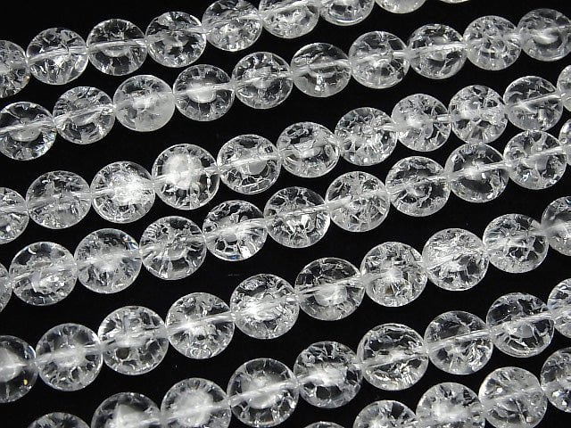 [Video] Cracked Crystal  Coin 10x10x6mm 1strand beads (aprx.15inch/37cm)