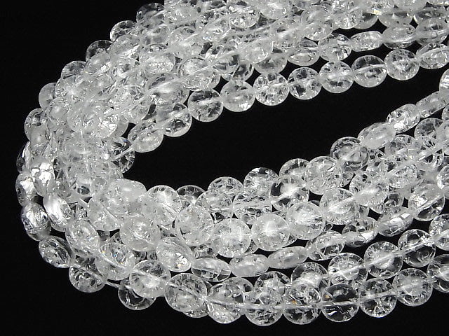 [Video] Cracked Crystal  Coin 10x10x6mm 1strand beads (aprx.15inch/37cm)