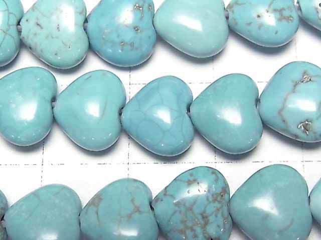 [Video] Magnesite Turquoise Vertical Hole Heart 9x10x5mm 1strand beads (aprx.15inch/38cm)