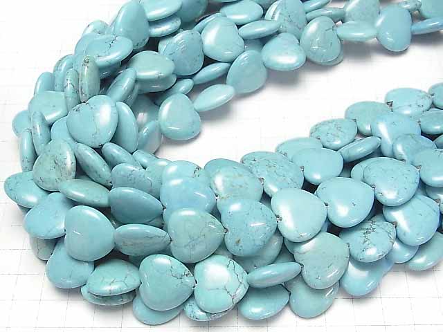 [Video] Magnesite Turquoise Vertical Hole Heart 19x20x6mm 1strand beads (aprx.15inch/36cm)