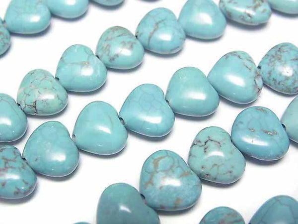 [Video] Magnesite Turquoise Vertical Hole Heart 9x10x5mm 1strand beads (aprx.15inch/38cm)