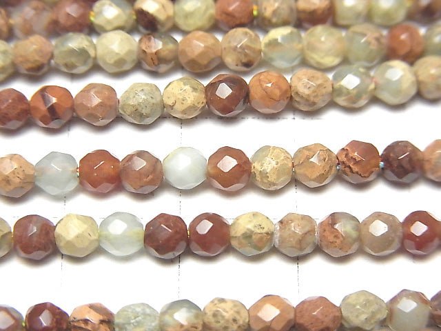 1strand $8.79! Impression Jasper  32Faceted Round 4mm 1strand beads (aprx.15inch/37cm)