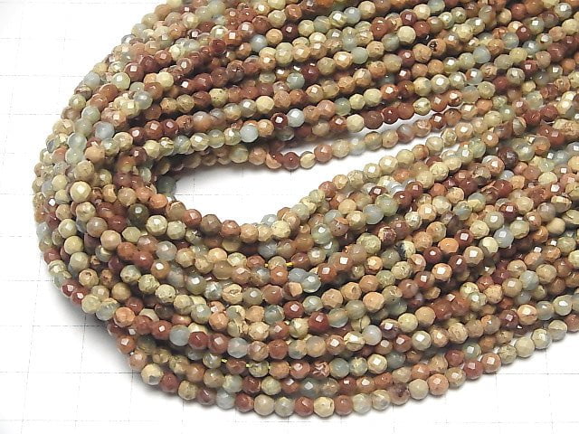1strand $8.79! Impression Jasper  32Faceted Round 4mm 1strand beads (aprx.15inch/37cm)