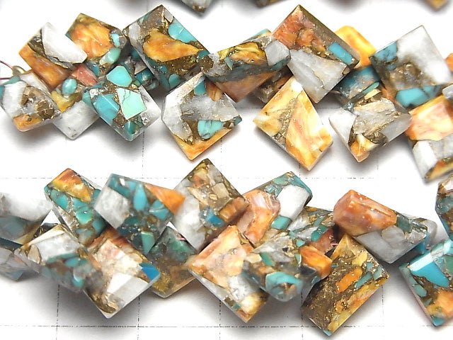 [Video]Oyster Copper Turquoise AAA Rough Slice Faceted 1strand beads (aprx.2inch/6cm)