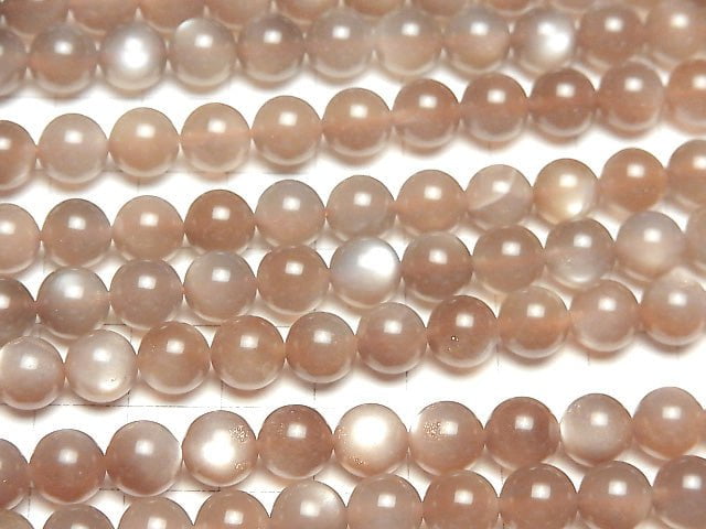 Brown Moonstone AAA-AAA- Round 8mm half or 1strand beads (aprx.15inch / 38cm)