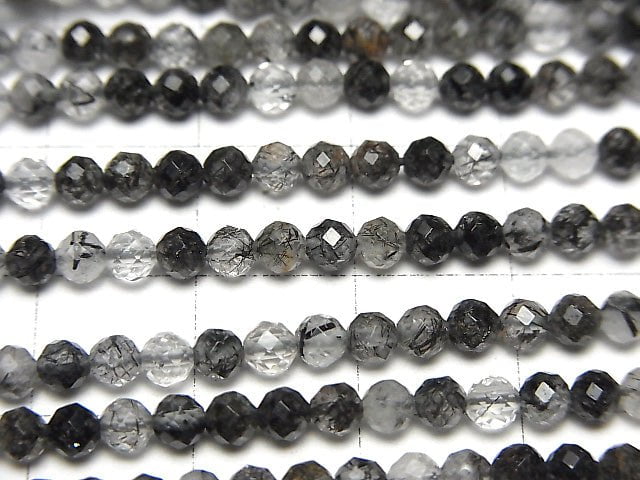 [Video] High Quality! Tourmaline Quartz AA++ Faceted Round 3mm 1strand beads (aprx.15inch / 37cm)