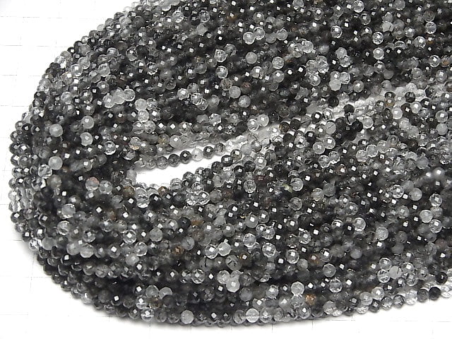 [Video] High Quality! Tourmaline Quartz AA++ Faceted Round 3mm 1strand beads (aprx.15inch / 37cm)
