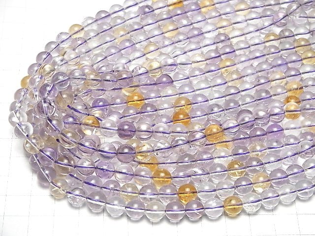 [Video] Pink Amethyst x Citrine AA++ Round 8mm half or 1strand beads (aprx.15inch / 37cm)