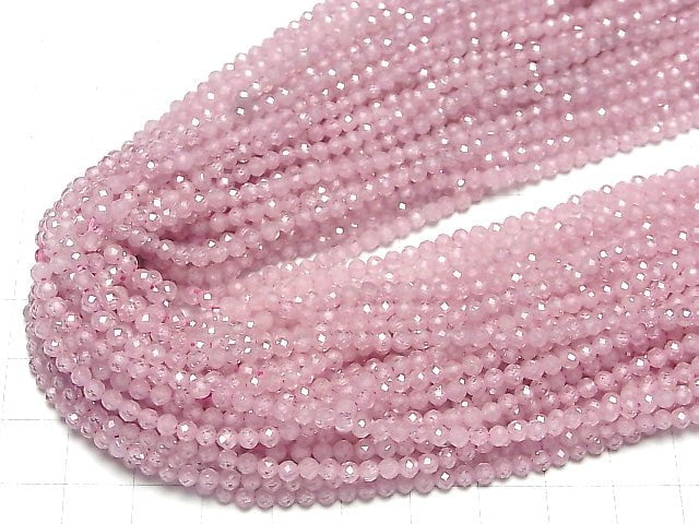 [Video] High Quality! Cubic Zirconia AAA Faceted Round 3mm [Pink] 1strand beads (aprx.15inch / 38cm)